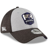 Men's Baltimore Ravens New Era Heather Gray/Black 2018 NFL Sideline Road Official 39THIRTY Flex Hat 3058271